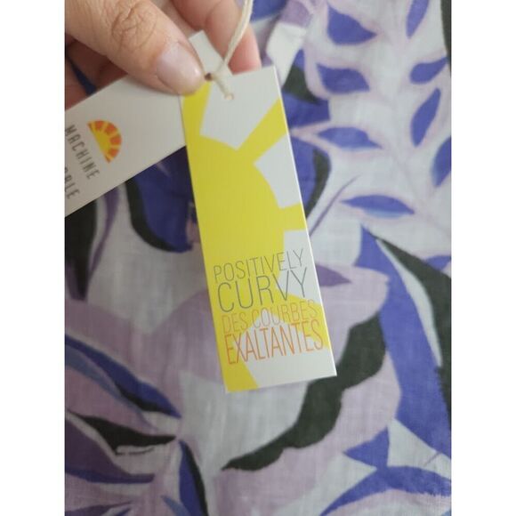 NWT C&C California Lavender Purple Print 100% Linen Pop Over Blouse size 3X - Picture 6 of 12